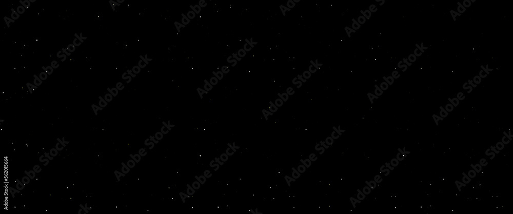 Flying dust particles on a black background, abstract real dust floating over black background for overlay, night sky graphic resources star on snow effect background