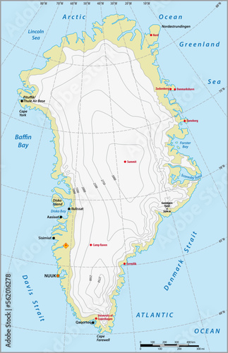 Fototapete Vector map of the autonomous state of Greenland