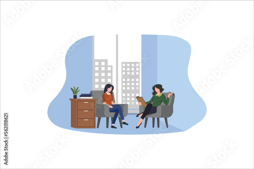 A woman complains to a psychiatrist about his problem.
