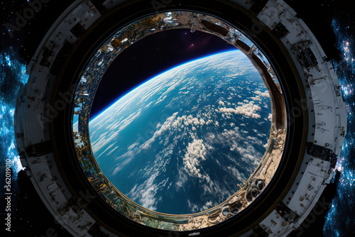 View from the International Space Station's cockpit as it orbits the Earth. idea of discovering and studying new life