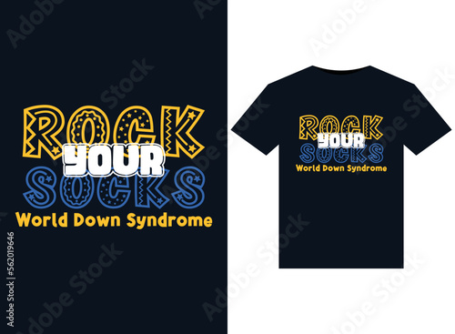 Rock Your Socks World Down Syndrome illustrations for print-ready T-Shirts design