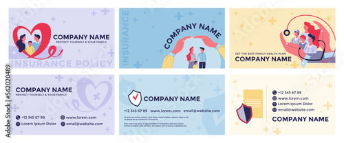 Business card design set for health insurance