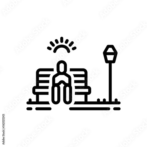 Black line icon for alone