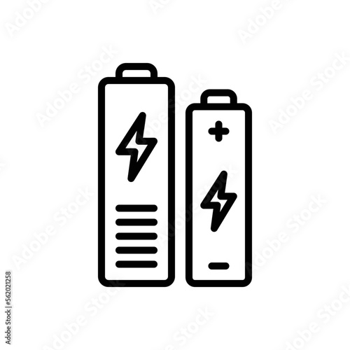 Black line icon for batteries