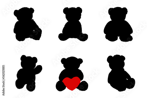 Set of silhouettes of teddy bears vector design