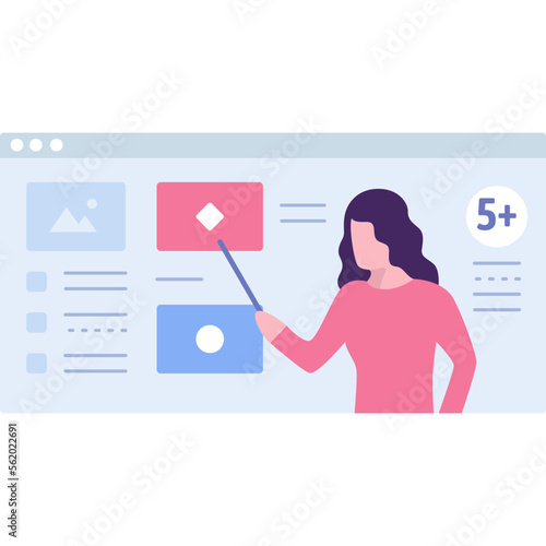 E-learning icon school teacher online flat vector