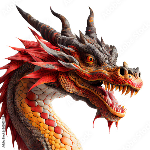 Fototapeta Chinese dragon made of gold represents prosperity and good fortune