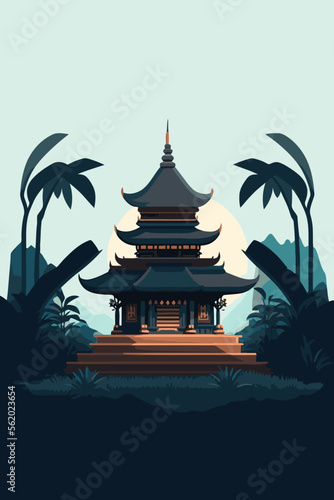 bali hindu temple, balinese culture background indonesia tourism retro style