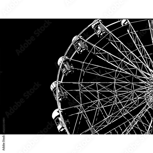 Ferris wheel vector image black background white object illustration half visible