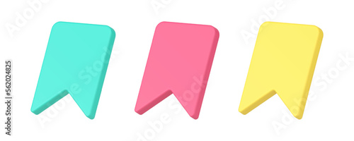 Bookmark reminder tag cyberspace library mark book reading 3d icon set realistic vector illustration