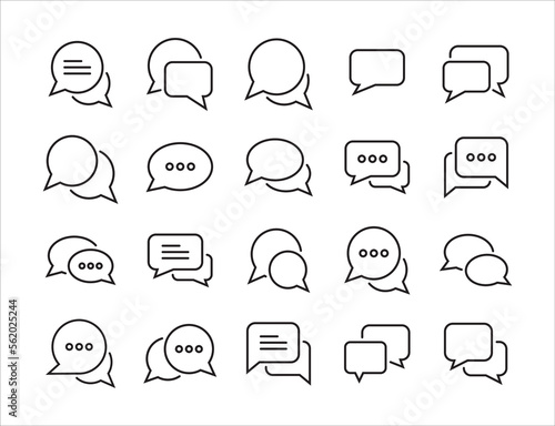 chat and comment icon set. Speech bubble line icon symbol vector