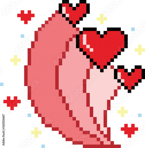 Pixel heart vector illustration. heart pixel art.