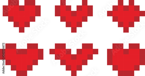 Pixel heart vector illustration. heart pixel art.