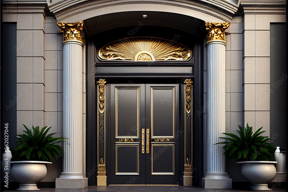 Entrance door luxury of business office building, Hotel lobby, apartment, Generative AI Technology Entrance door luxury of business office building, Hotel lobby, apartment, Generative AI Technology