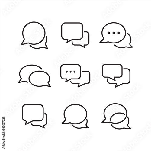 Chat and comment line icon set. Speech bubble line icon symbol vector