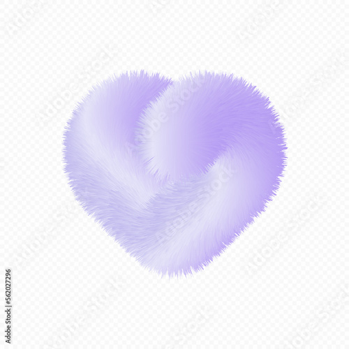 Beautiful cartoon fluffy heart. Fur heart. The vector is isolated on a transparent background. Fur heart for valentine's day. For web design and illustrations.