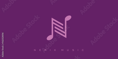 Modern and elegant N initials music logo design 2