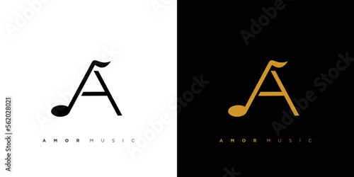 Modern and elegant A initials music logo design