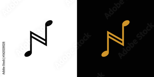 Modern and elegant N initials music logo design