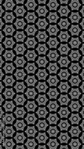 Pattern with shiny flakes black white circular texture geometric symmetric gothic silver