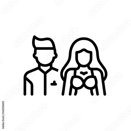 Black line icon for pairs