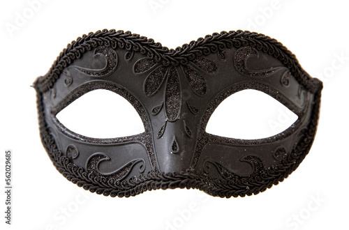 Venetian carnival mask black color isolated Transparent background, PNG. © Rawf8