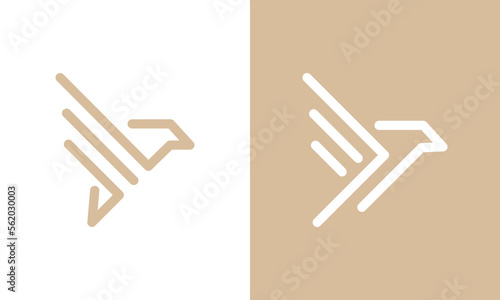 golden eagle logo set with linear style illustration vector design.