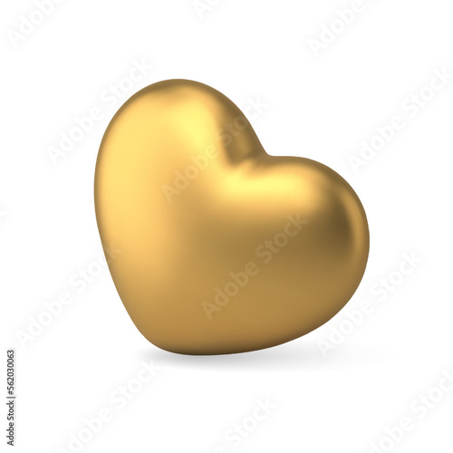 Golden heart toy balloon premium foil favorite enamored decorative element 3d icon realistic vector