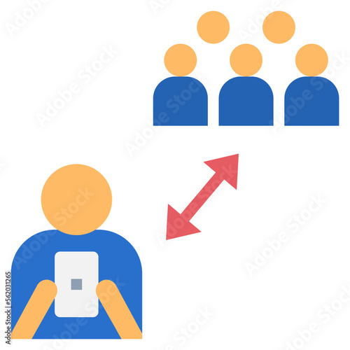 social isolation flat style icon