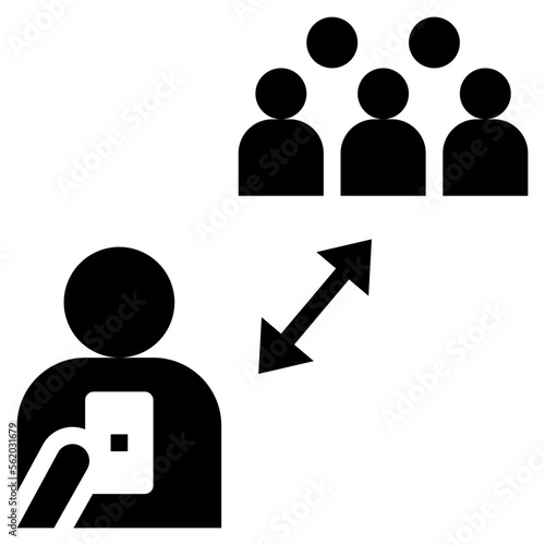 social isolation glyph style icon