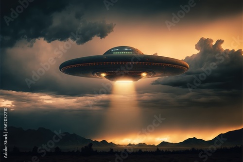 Ufo hovering in the air, made with generative ai.