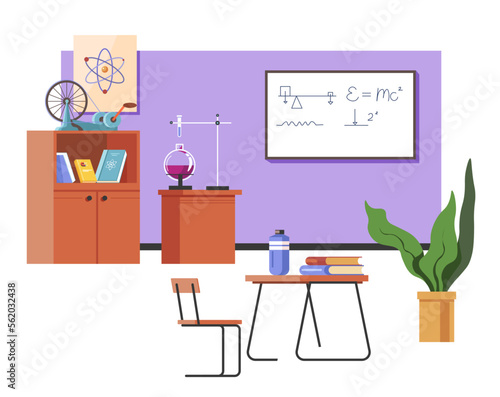 Interior of school class, biology laboratories