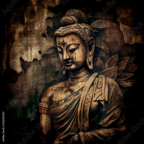 Buddha mixed media painting - generative ai