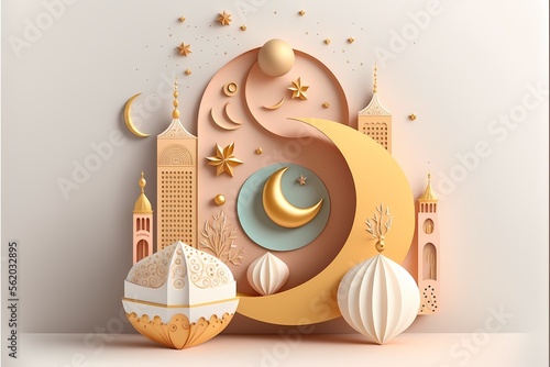 Ramadhan Kareem Decoration,3D Illustration Fototapet