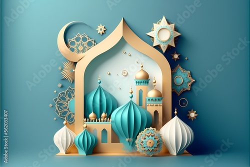 Wallpaper Mural Ramadhan Kareem Decoration,3D Illustration