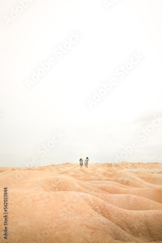 person walking on the desert