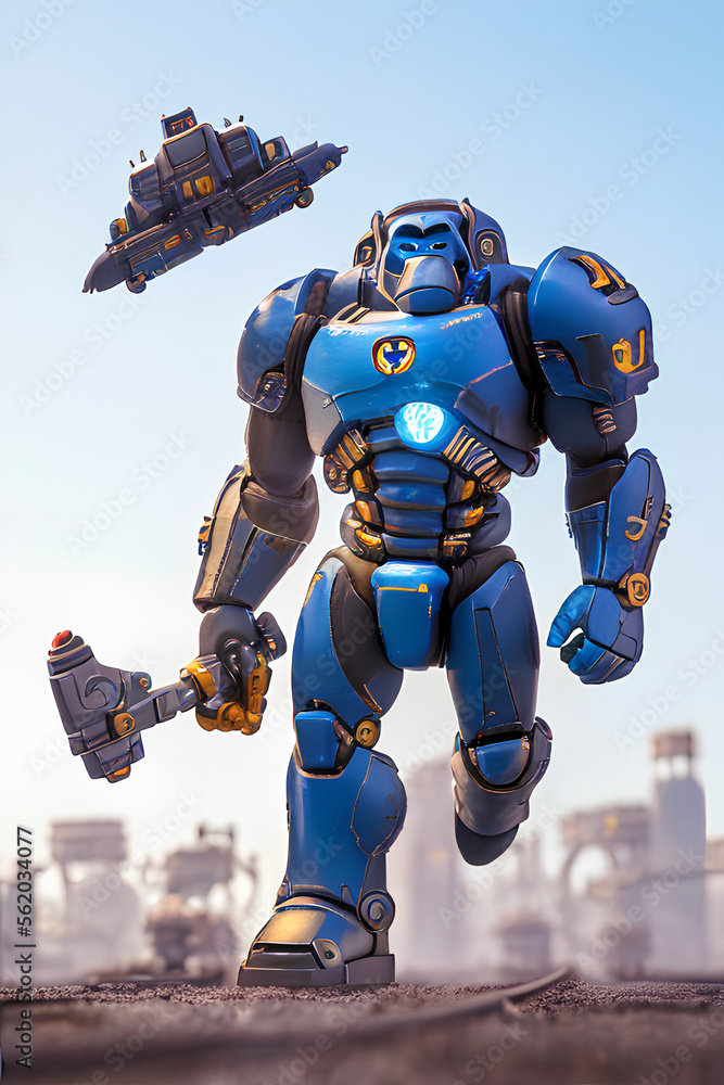 gorilla in armor in futuristic city gorilla in armor in futuristic city