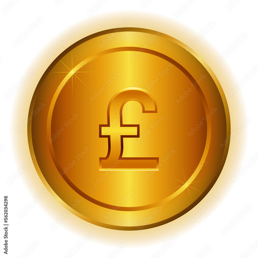 The pound sterling currency symbol. A single gold coin is isolated on a transparent background, with a pound sterling currency symbol in the center for decoration. The pound sterling currency symbol. A single gold coin is isolated on a transparent background, with a pound sterling currency symbol in the center for decoration.