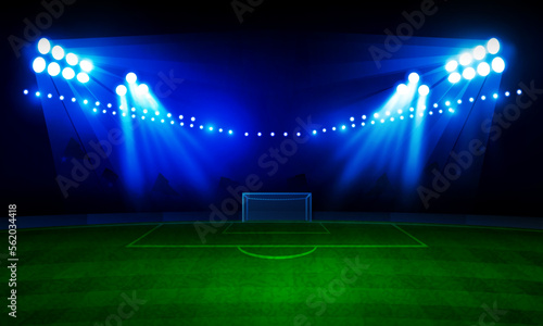 Football arena field with bright stadium lights vector design