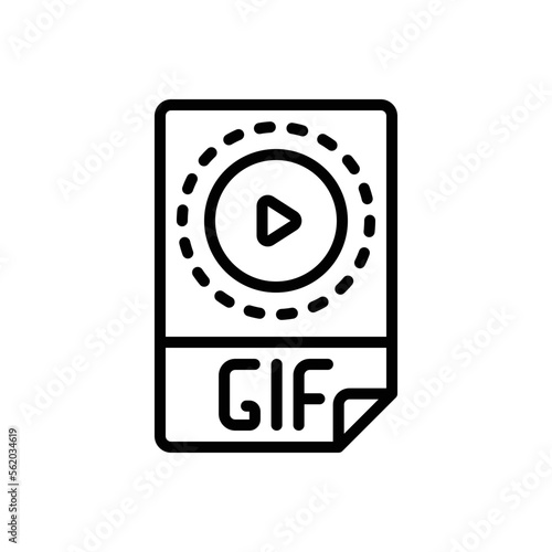 Black line icon for gif file
