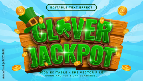 clover jackpot 3d text effect and editable text effect whit st patrick's day element