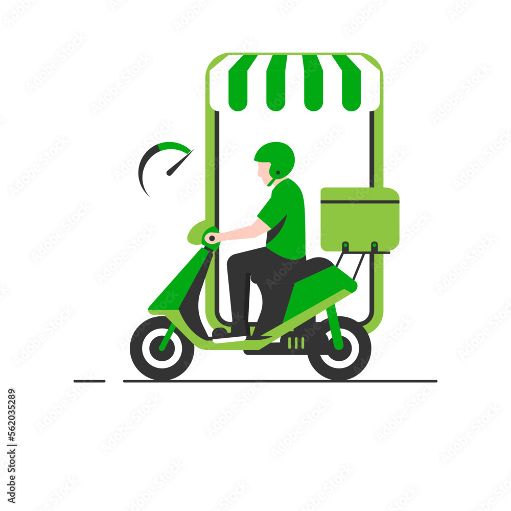 Green Flat Scooter Delivery Driver 2 Green Flat Scooter Delivery Driver 2
