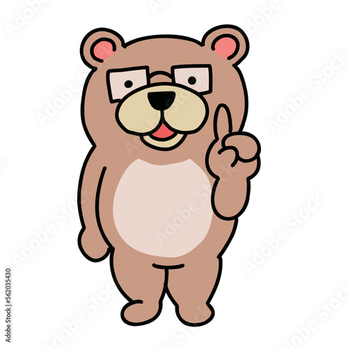 人差し指をたててワンポイントアドバイスな眼鏡をかけた熊