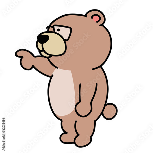 指をさす眼鏡をかけた熊先生