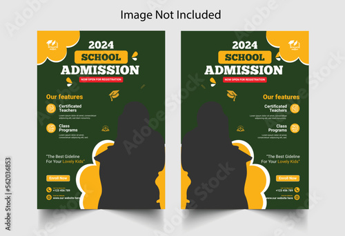 Back to school flyer Template, Kids Children back to school education admission flyer poster layout, book cover, leaflet, poster, brochure, template