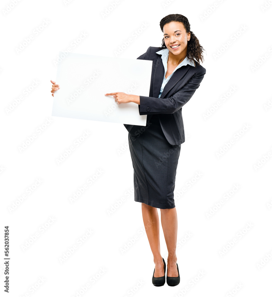 PNG of a young businesswoman holding a placard isolated on a PNG background PNG of a young businesswoman holding a placard isolated on a PNG background