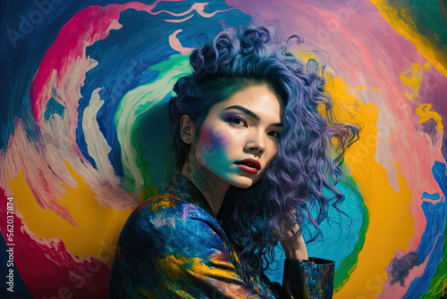 portrait of a gorgeous colorful woman