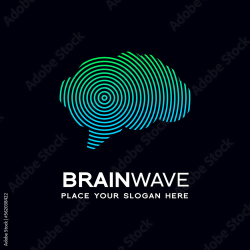 Brain wave vector logo template. This design with circle or pulse symbol. Suitable for human, health and technology.