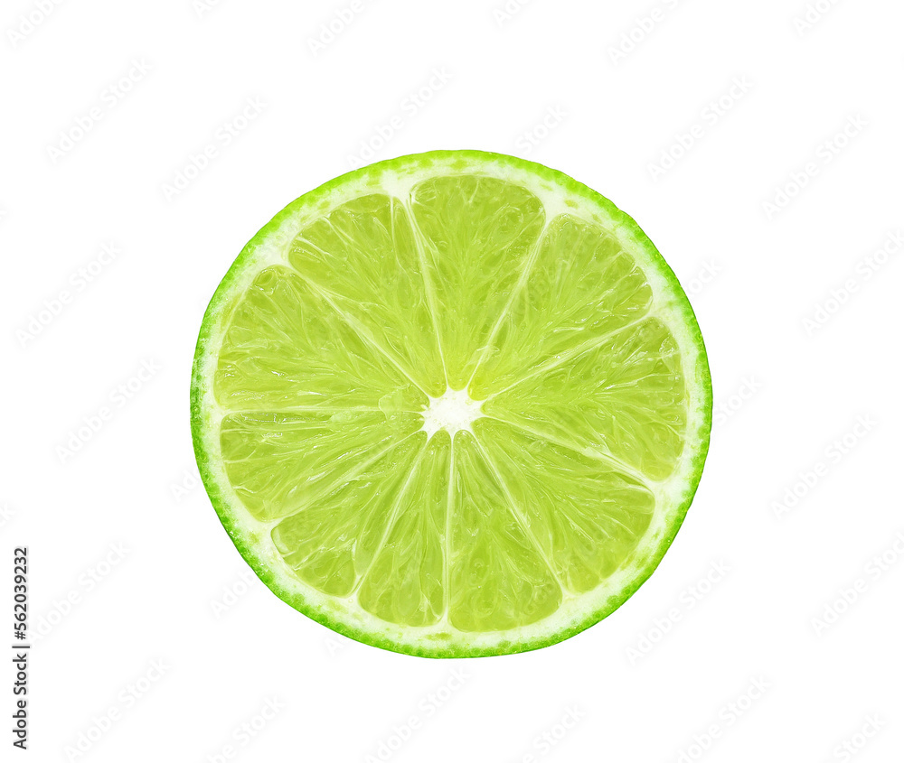 Slice of lime fruit isolated on transparent background. PNG