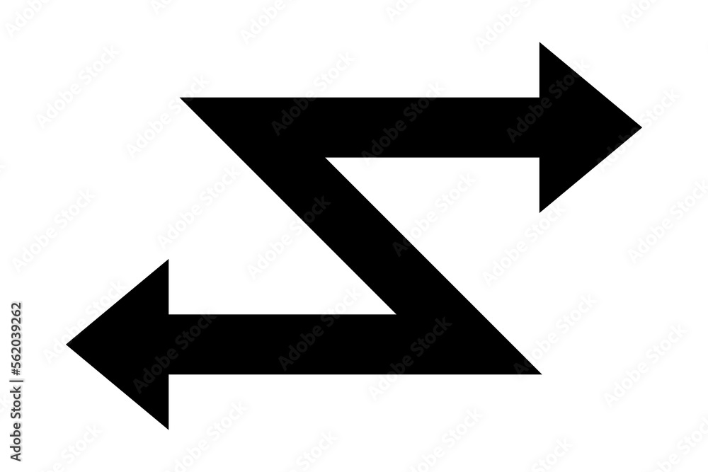 Black arrows with intersection icon. Shuffle icon. Random symbol. Vector isolated on white background. EPS 10 Black arrows with intersection icon. Shuffle icon. Random symbol. Vector isolated on white background. EPS 10